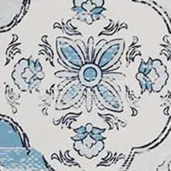 Blue Pink And White Patchwork Distressed Washable Area Rug Photo 3