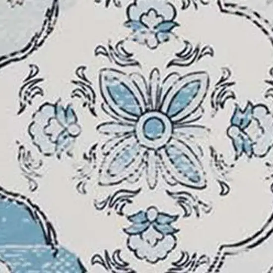 Blue Pink And White Patchwork Distressed Washable Area Rug Photo 3