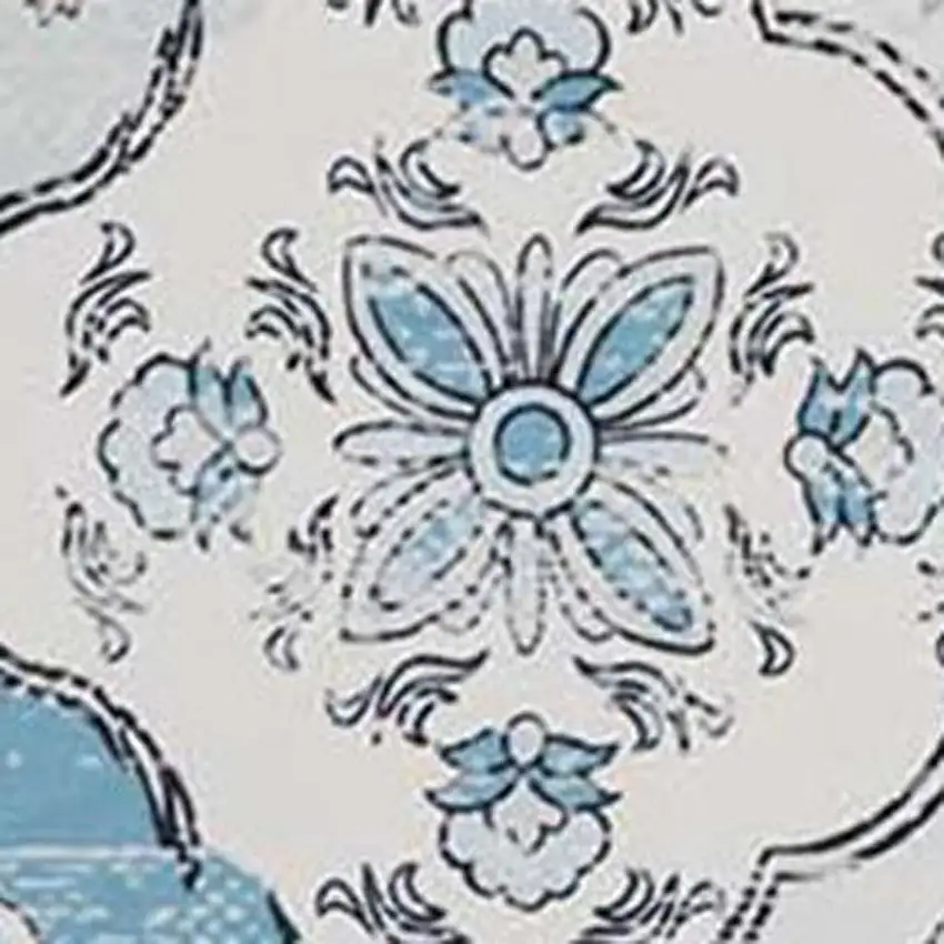 Blue Pink And White Patchwork Distressed Washable Area Rug Photo 3