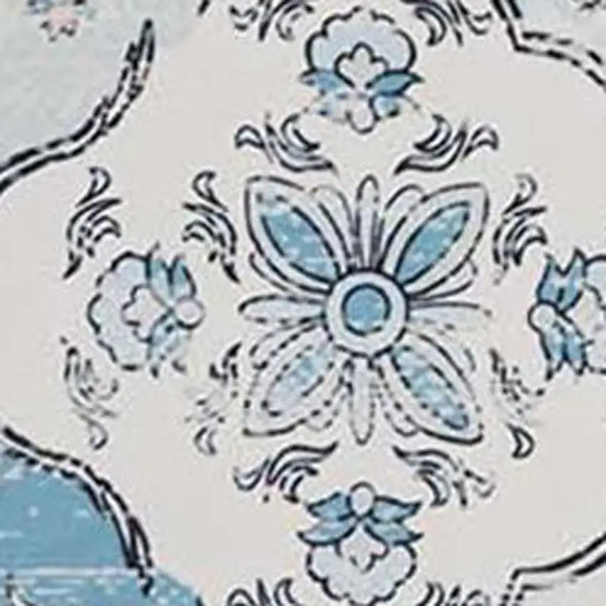 Blue Pink And White Patchwork Distressed Washable Area Rug Photo 3