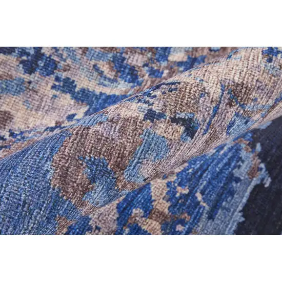 Blue Pink and Tan Abstract Power Loom Washable Area Rug Photo 4