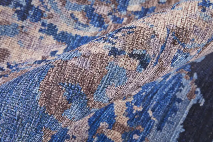 Blue Pink and Tan Abstract Power Loom Washable Area Rug Photo 4