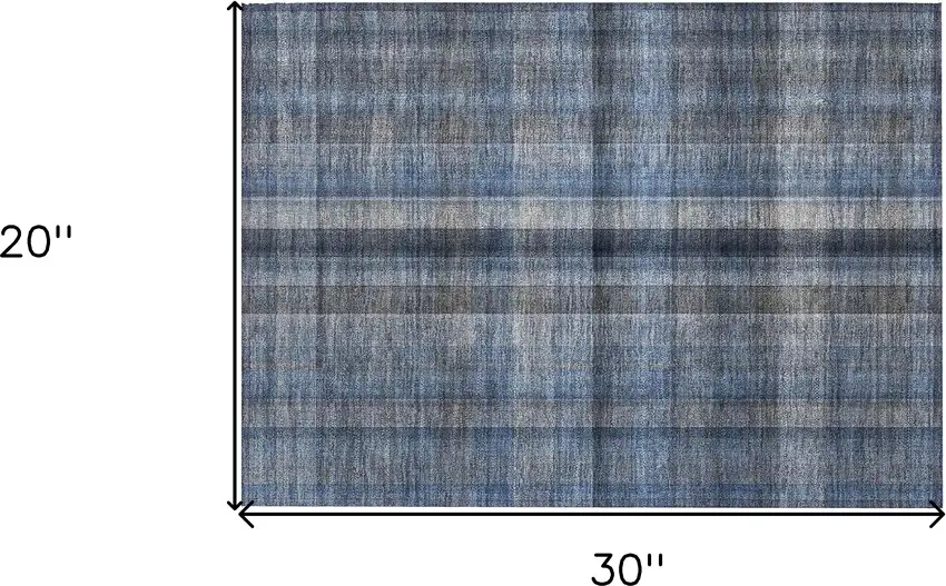 Blue Plaid Washable Non Skid Indoor Outdoor Area Rug Photo 3