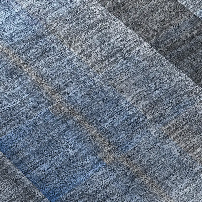 Blue Plaid Washable Non Skid Indoor Outdoor Area Rug Photo 8