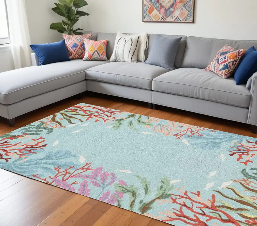 90 X 114 Blue Polyester Rug Photo 1