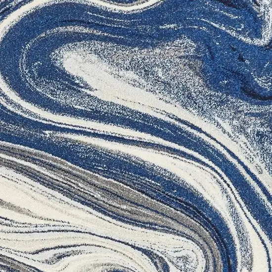 Blue And Beige Abstract Shag Area Rug Photo 3