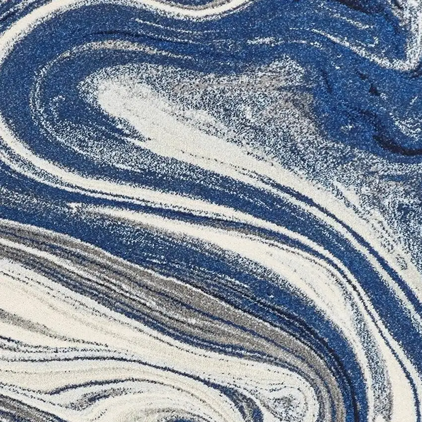 Blue And Beige Abstract Shag Area Rug Photo 3