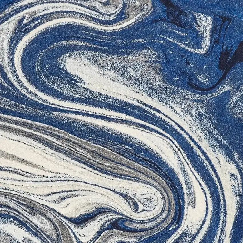 Blue And Beige Abstract Shag Area Rug Photo 4