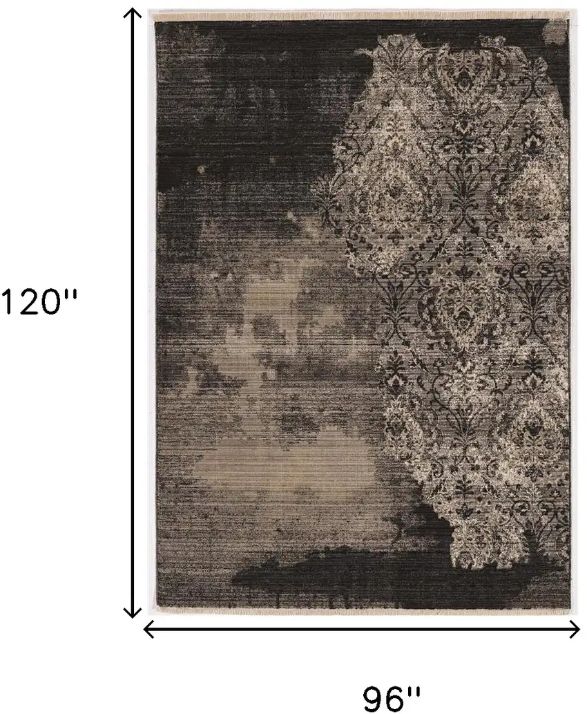 Taupe and Black Abstract Area Rug Photo 3