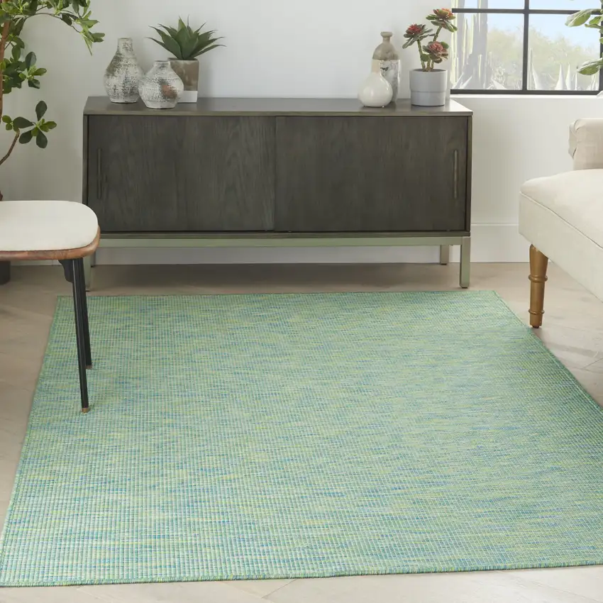 Blue and Green Indoor Outdoor Area Rug Photo 7