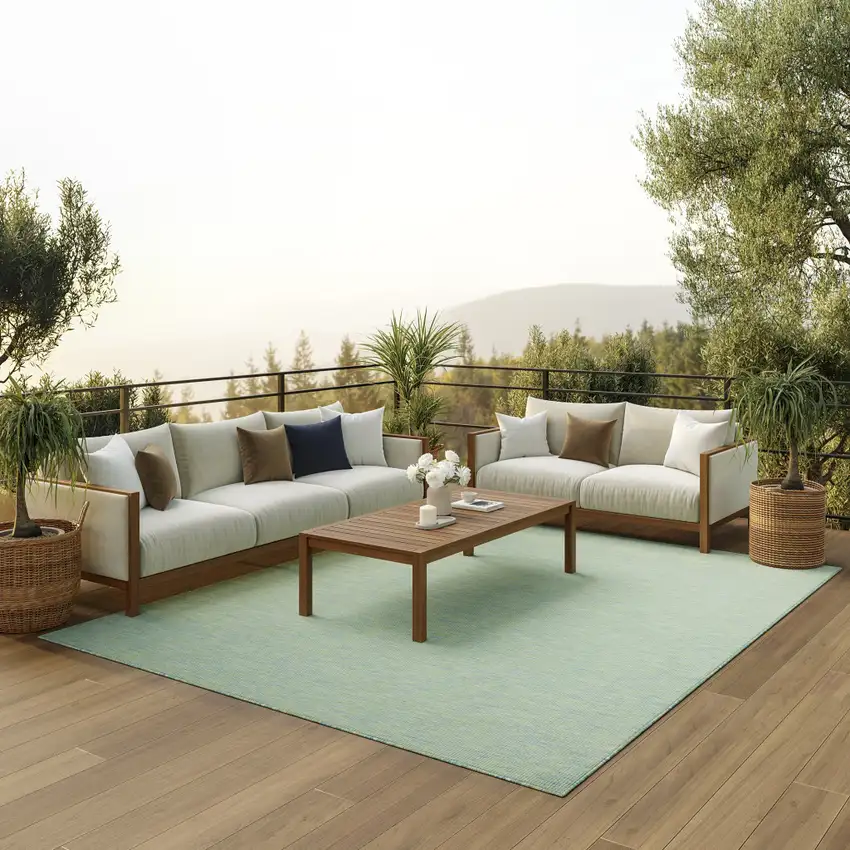 Blue And Green Indoor Outdoor Area Rug Photo 8