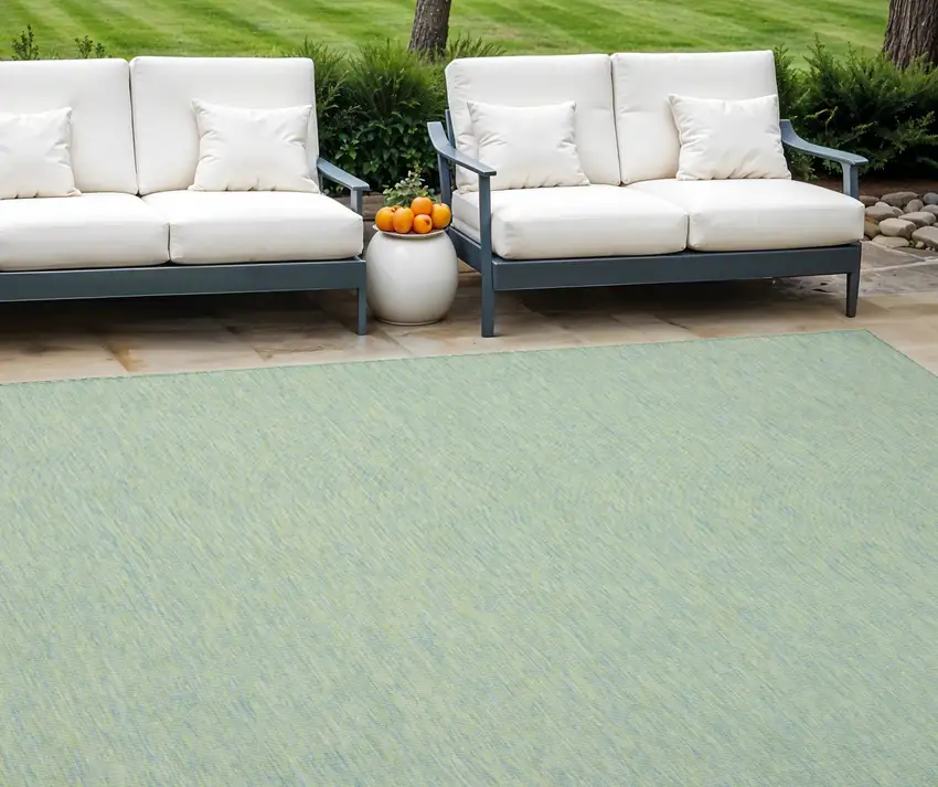 Blue and Green Indoor Outdoor Area Rug Photo 1