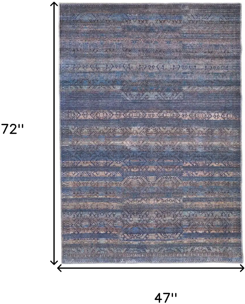 Blue Purple And Brown Floral Power Loom Area Rug Photo 7