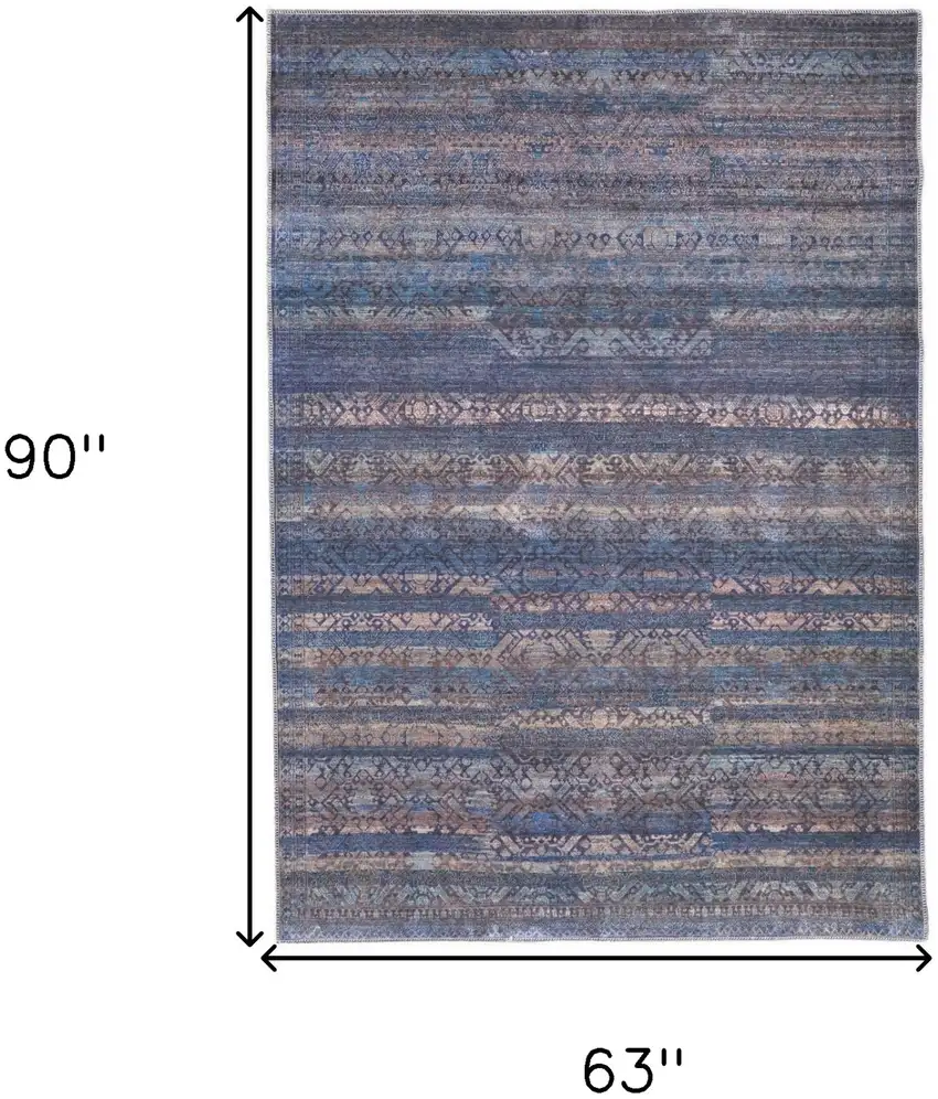 Blue Purple And Brown Floral Power Loom Area Rug Photo 3
