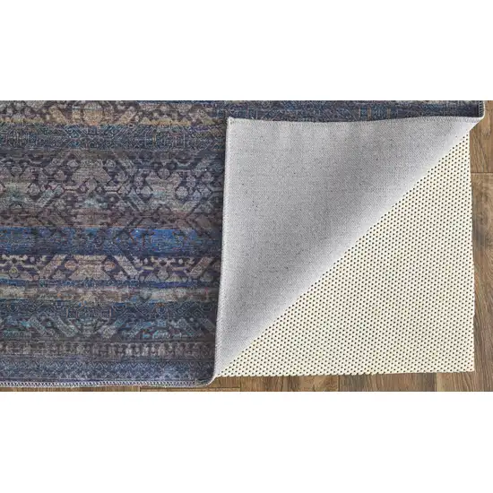 Blue Purple And Brown Floral Power Loom Area Rug Photo 2