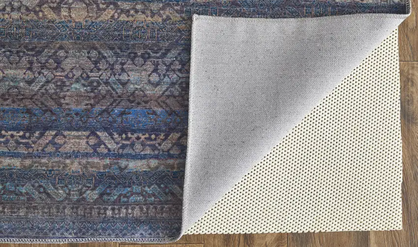 Blue Purple And Brown Floral Power Loom Area Rug Photo 2