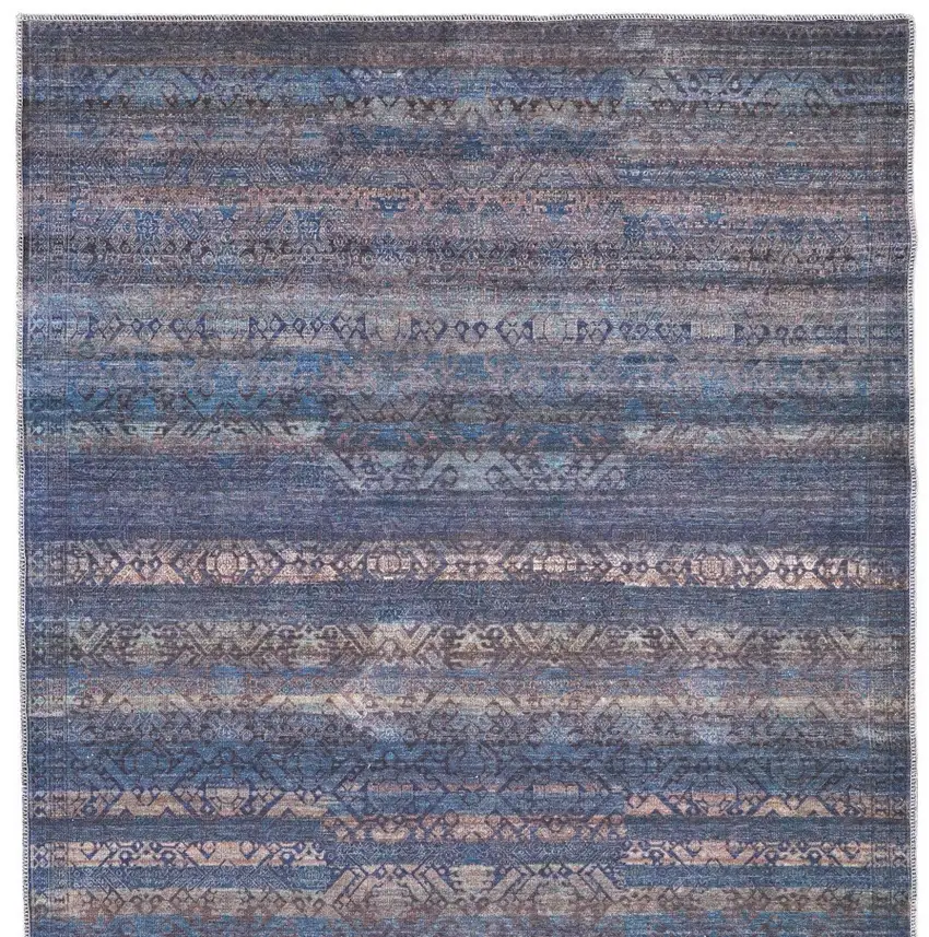 Blue Purple And Brown Floral Power Loom Area Rug Photo 8