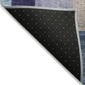 Photo of Blue Purple And Copper Abstract Washable Indoor Outdoor Area Rug