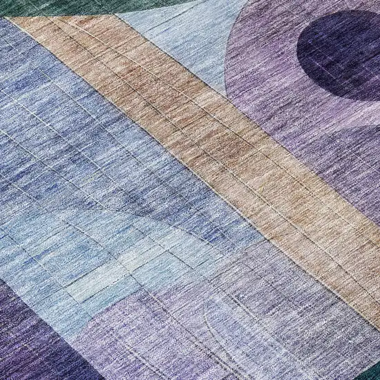 Blue Purple And Copper Abstract Washable Indoor Outdoor Area Rug Photo 4