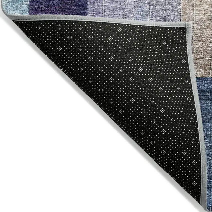 Blue Purple And Copper Abstract Washable Indoor Outdoor Area Rug Photo 5
