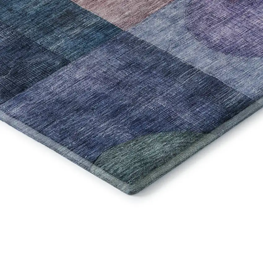 Blue Purple And Gold Geometric Washable Area Rug With UV Protection Photo 6