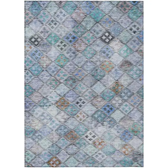 Blue Purple And Gray Geometric Washable Indoor Outdoor Area Rug Photo 2