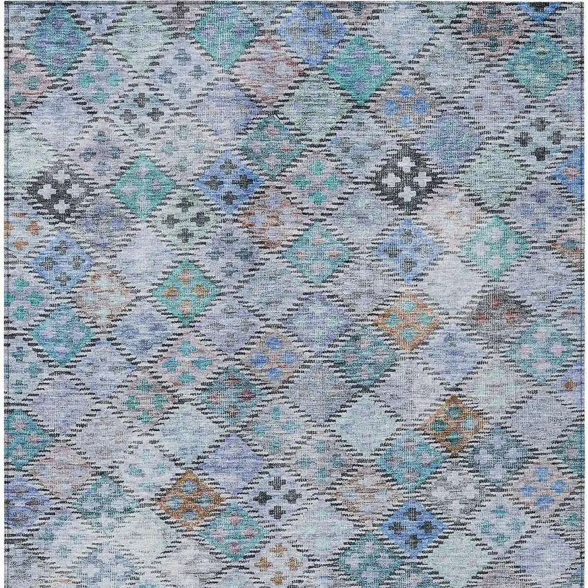 Blue Purple And Gray Geometric Washable Indoor Outdoor Area Rug Photo 6