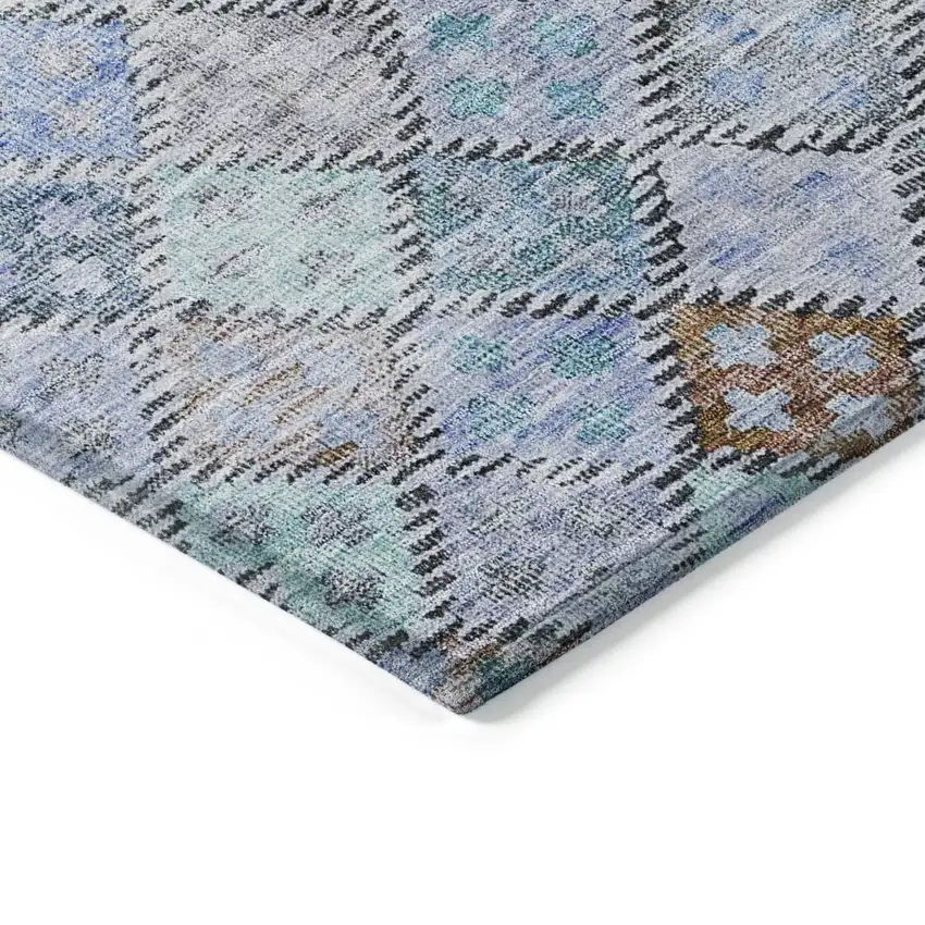 Blue Purple And Gray Geometric Washable Indoor Outdoor Area Rug Photo 4