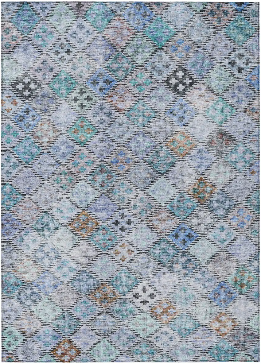 Blue Purple And Gray Geometric Washable Indoor Outdoor Area Rug Photo 2