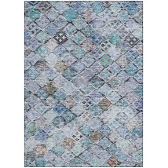 Blue Purple And Gray Geometric Washable Indoor Outdoor Area Rug Photo 6