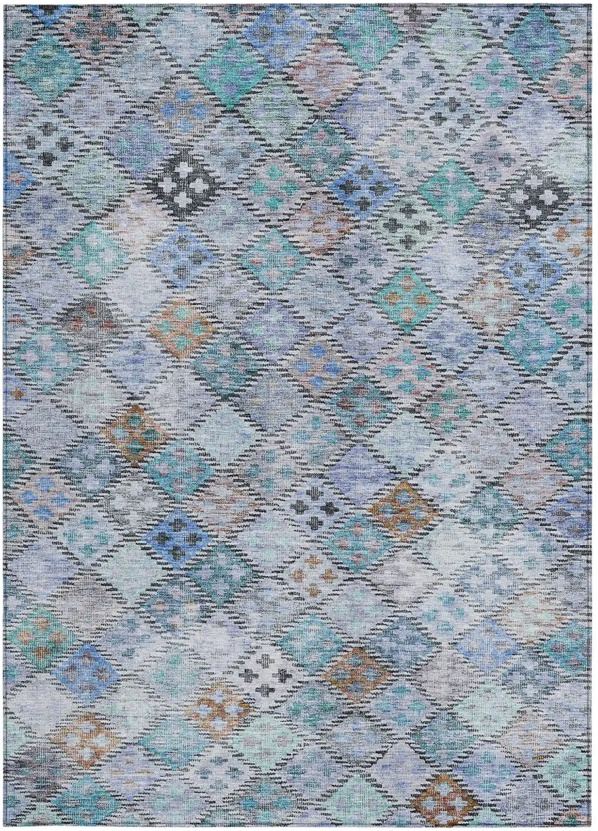 Blue Purple And Gray Geometric Washable Indoor Outdoor Area Rug Photo 6