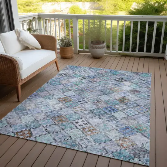 Blue Purple And Gray Geometric Washable Indoor Outdoor Area Rug Photo 7