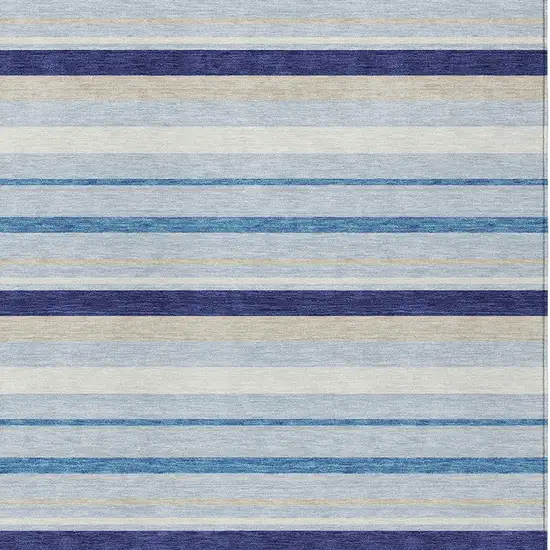 Blue Purple And Gray Striped Washable Indoor Outdoor Area Rug Photo 8