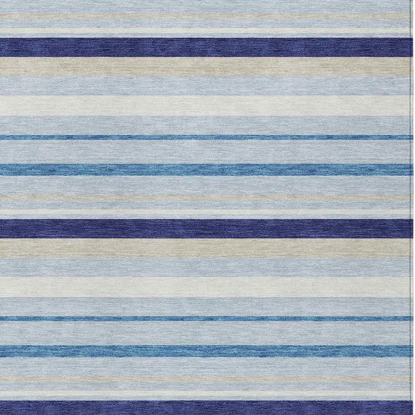Blue Purple And Gray Striped Washable Indoor Outdoor Area Rug Photo 8