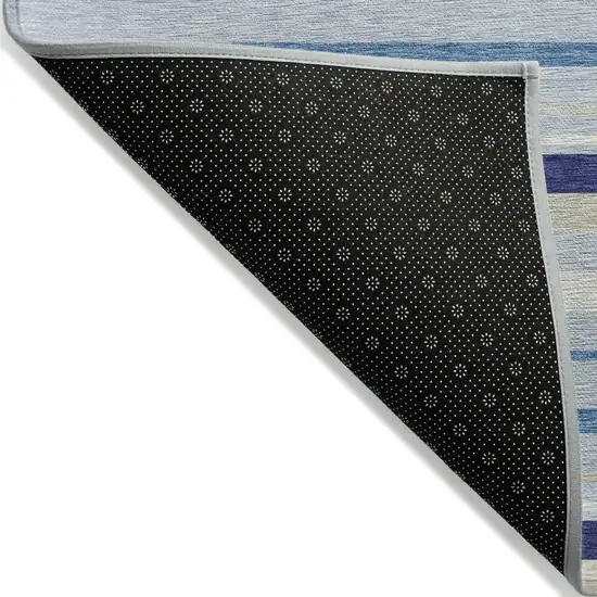 Blue Purple And Gray Striped Washable Indoor Outdoor Area Rug Photo 5