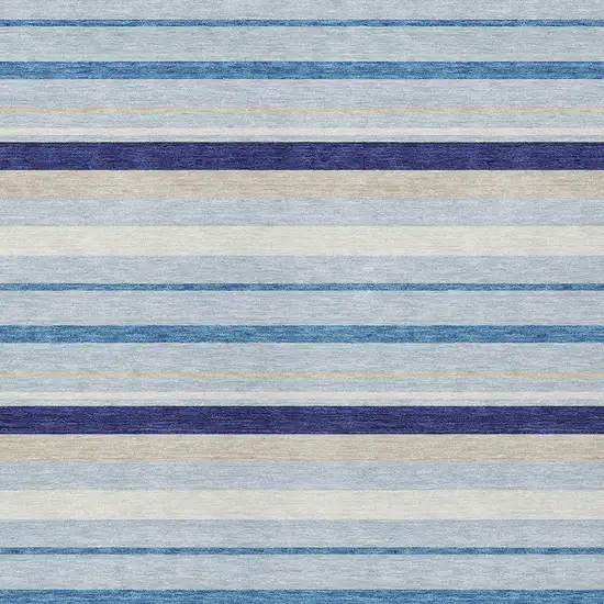 Blue Purple And Gray Striped Washable Indoor Outdoor Area Rug Photo 7