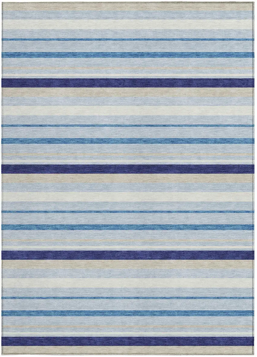 Blue Purple And Gray Striped Washable Indoor Outdoor Area Rug Photo 8