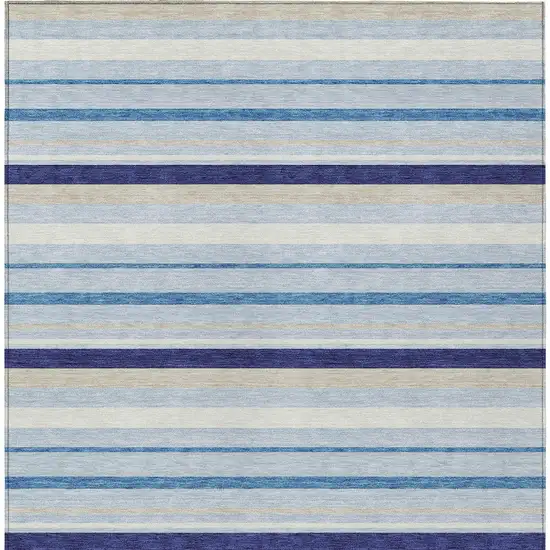 Blue Purple And Gray Striped Washable Indoor Outdoor Area Rug Photo 7