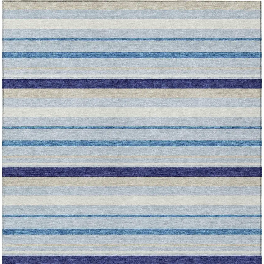 Blue Purple And Gray Striped Washable Indoor Outdoor Area Rug Photo 7