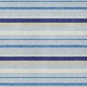 Photo of Blue Purple And Gray Striped Washable Indoor Outdoor Area Rug