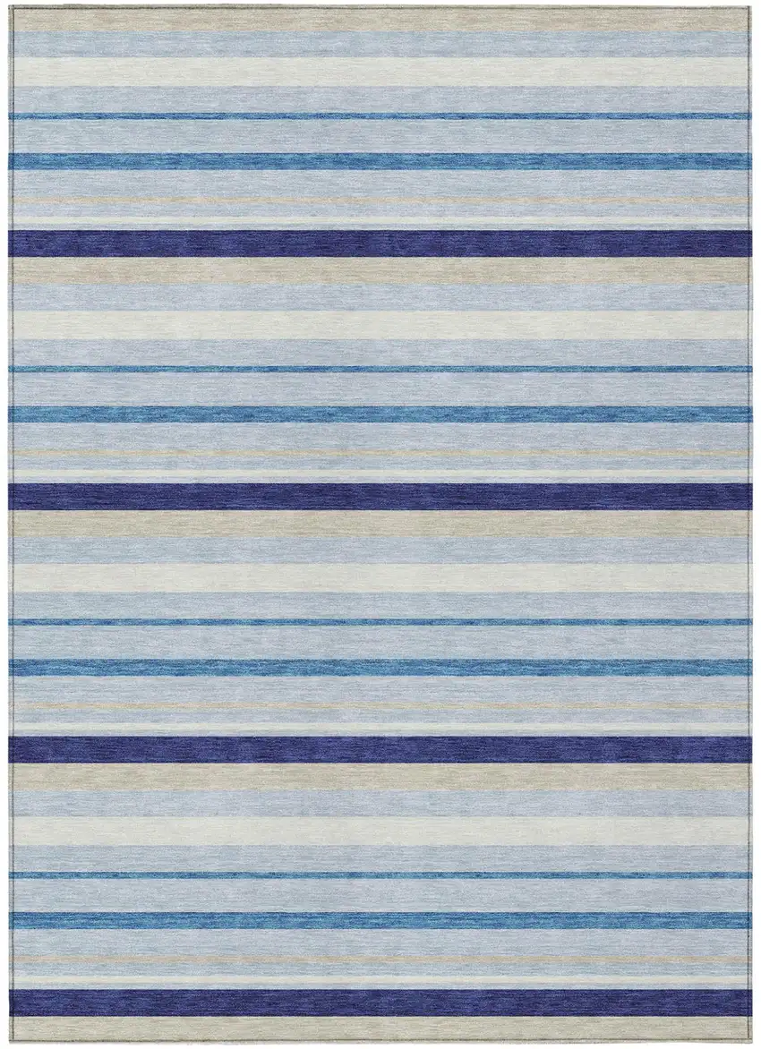 Blue Purple And Gray Striped Washable Indoor Outdoor Area Rug Photo 2