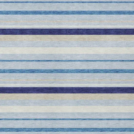 Blue Purple And Gray Striped Washable Indoor Outdoor Area Rug Photo 6