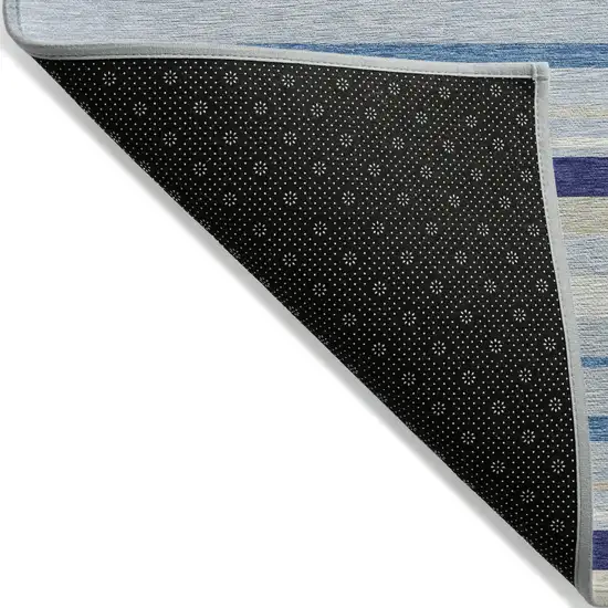 Blue Purple And Gray Striped Washable Indoor Outdoor Area Rug Photo 3