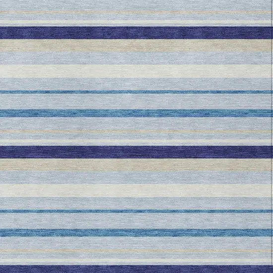 Blue Purple And Gray Striped Washable Indoor Outdoor Area Rug Photo 7
