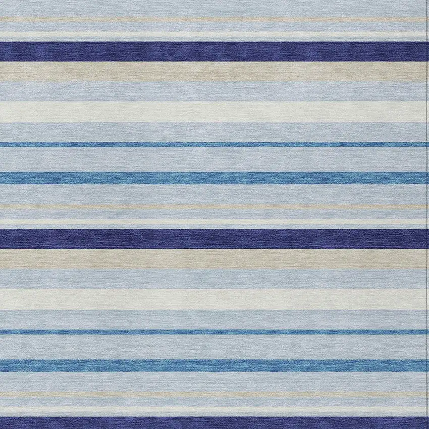 Blue Purple And Gray Striped Washable Indoor Outdoor Area Rug Photo 7