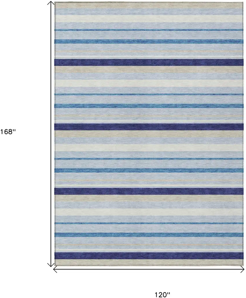 Blue Purple And Gray Striped Washable Indoor Outdoor Area Rug Photo 3