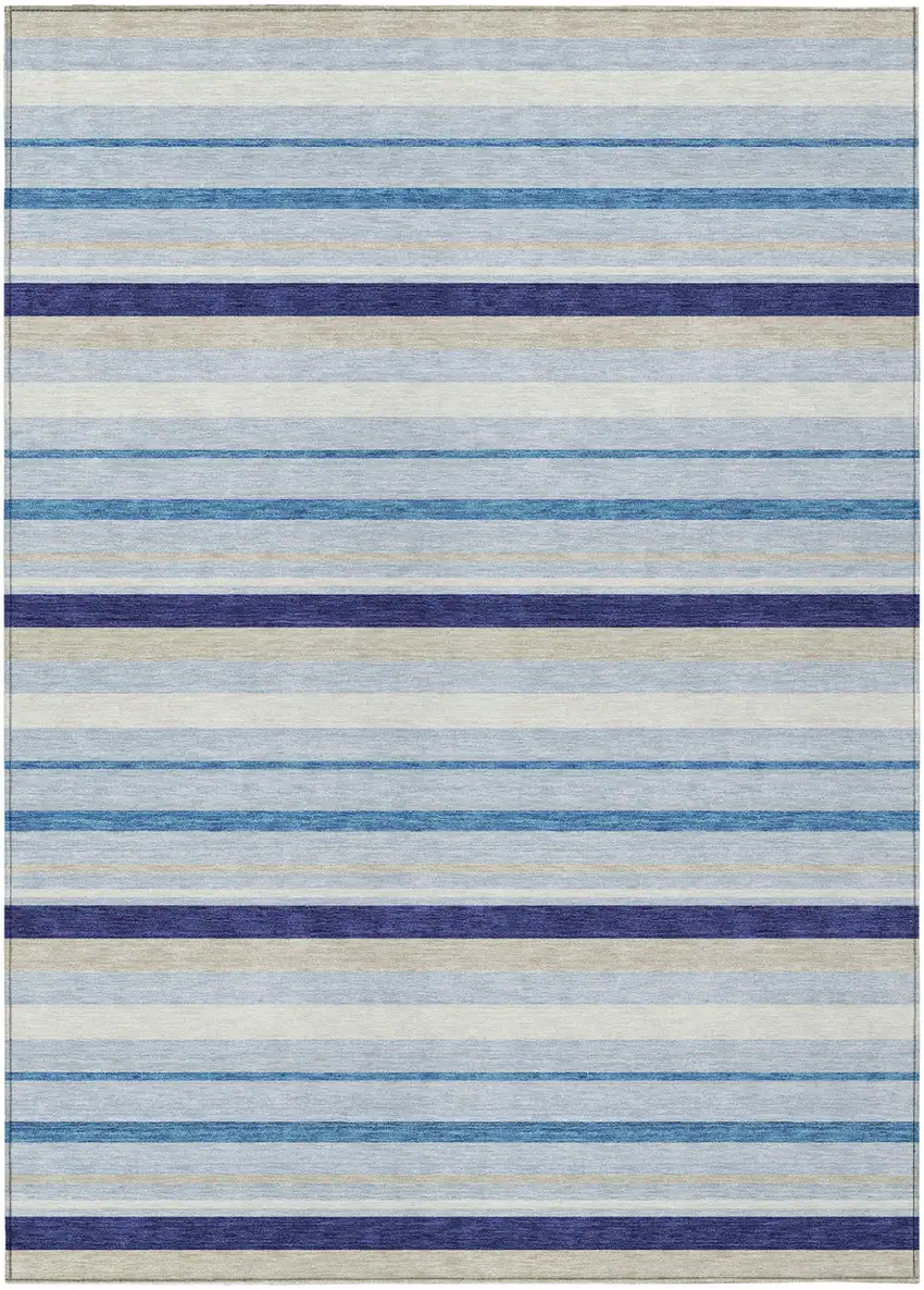 Blue Purple And Gray Striped Washable Indoor Outdoor Area Rug Photo 2