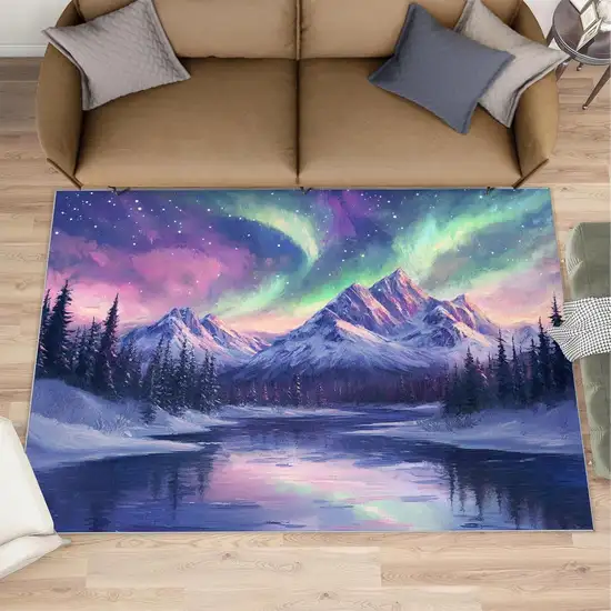 Blue Purple And Green Abstract Area Rug Photo 1