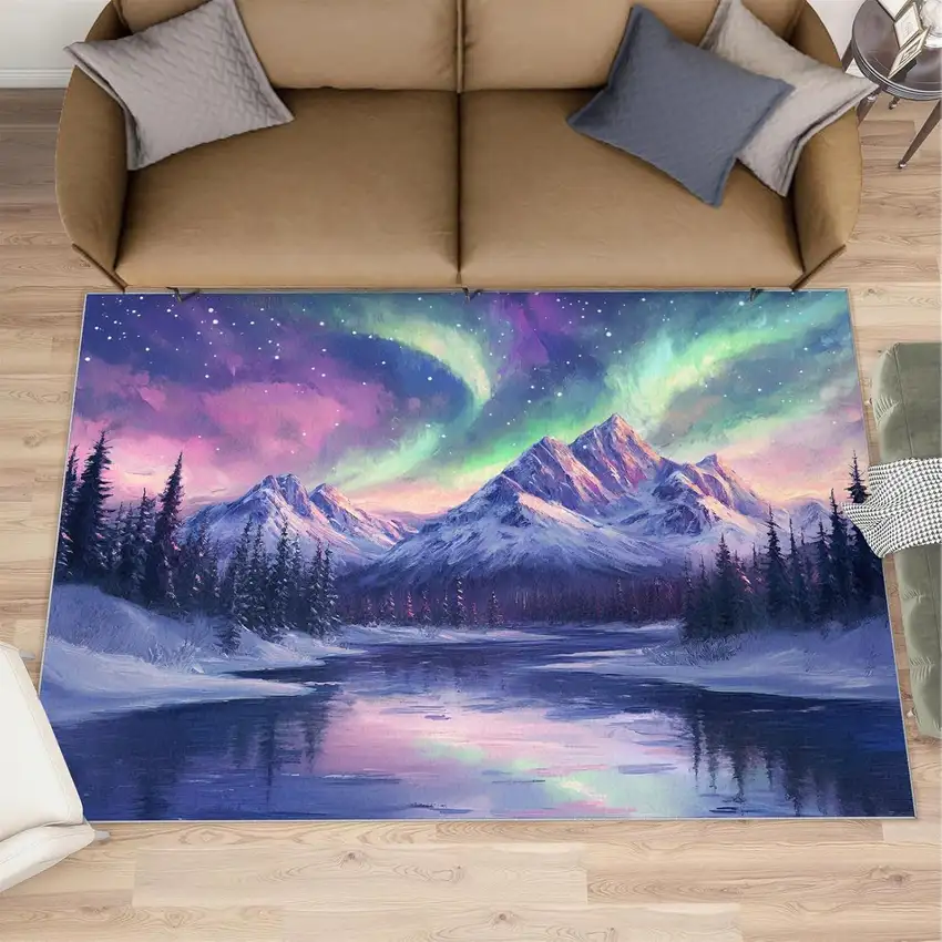 Blue Purple And Green Abstract Area Rug Photo 1