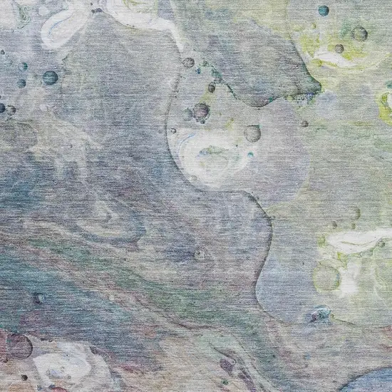 Blue Purple And Green Abstract Washable Area Rug With UV Protection Photo 3